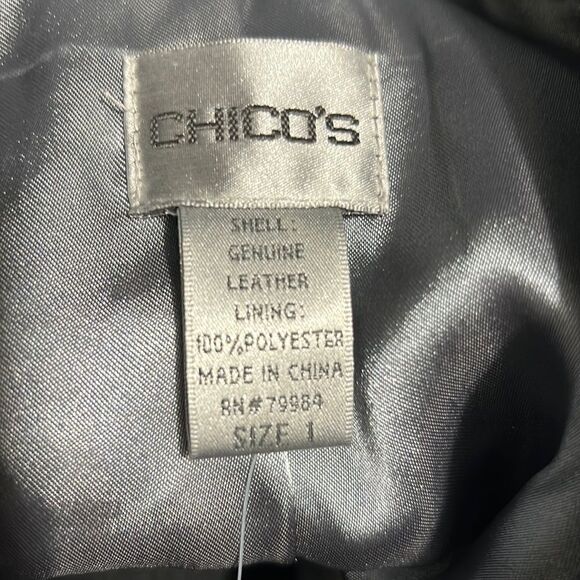 Chico’s jacket soft leather blue swoosh Riley outerwear pockets 1/Med NWT - Picture 3 of 6